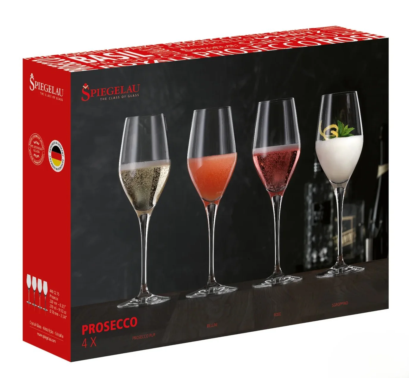 SET X 4 COPA PROSECCO de cristal Spiegelau, vista 3