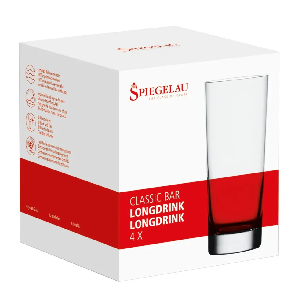 SET X 4 VASO LONGDRINK CLASSIC BAR de cristal Spiegelau, vista 3